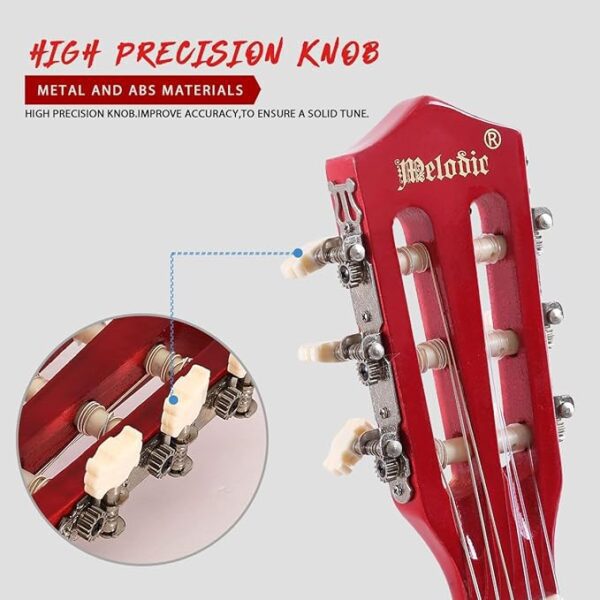 6 Melodisk 34'' akustisk gitar for barn med veske og stemmeapparat – trebasert 6-strengers gitar for nybegynnere i alderen 5–10 år, Sunburst