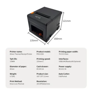 kf-A4304988ed56343d8bd0d617c79de0b40r HZTZ 80mm Thermal Receipt Printer HZ-8360 Automatic Cutter Restaurant Kitchen POS Printer USB LAN Bluetooth