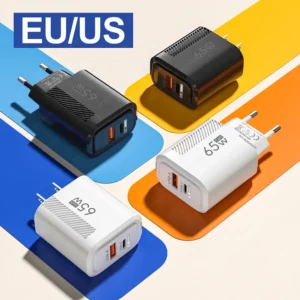 GaN USB C Charger 65W Fast Charging EU/US Plug Phone Charger Adapter For iPhone Samsung Xiaomi Quick Charge Type C Wall Charger
