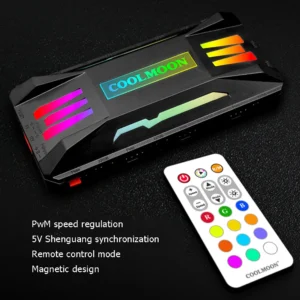 COOLMOON RGB Controller 4Pin PWM 5V 3Pin ARGB Cooling Fan Smart Remote Control for Computer PC Case Chassis Radiator