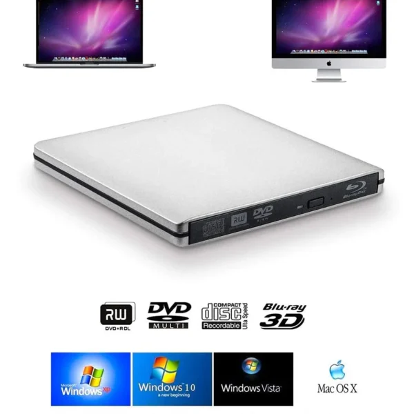 External USB3.0 Blu-Ray Reader Bluray Burner and Writer 3D BD-ROM Optical DVD Recorder BD-RE Bluray Play for Laptop/Desktop