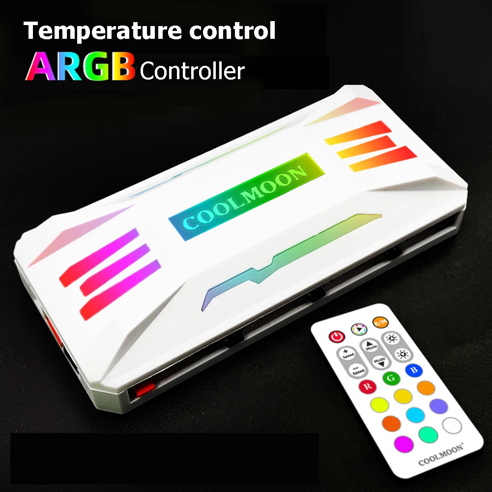 COOLMOON RGB Controller 4Pin PWM 5V 3Pin ARGB Cooling Fan Smart Remote Control for Computer PC Case Chassis Radiator