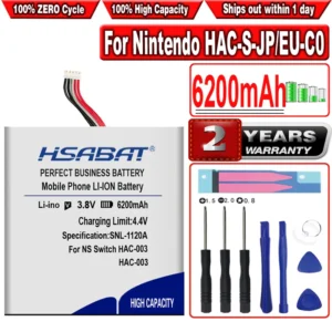 HSABAT 6200mAh HAC-003 Battery For Nintendo Switch 2017 HAC-S-JP/EU-C0, Switch Console HAC-001