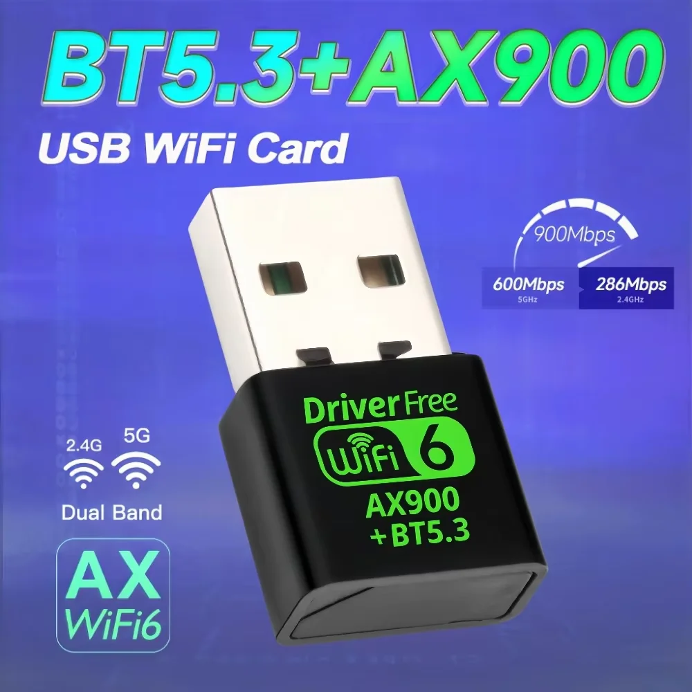 kf-S016f3239b32141899dc4b2aebc7a8ccaQ WiFi 6 AX900 Bluetooth 5.3 WiFi USB Adapter Wireless Network Card 2.4G&5GHz Wi-Fi Antenna USB For PC/Laptop Win10/11 Driver Free