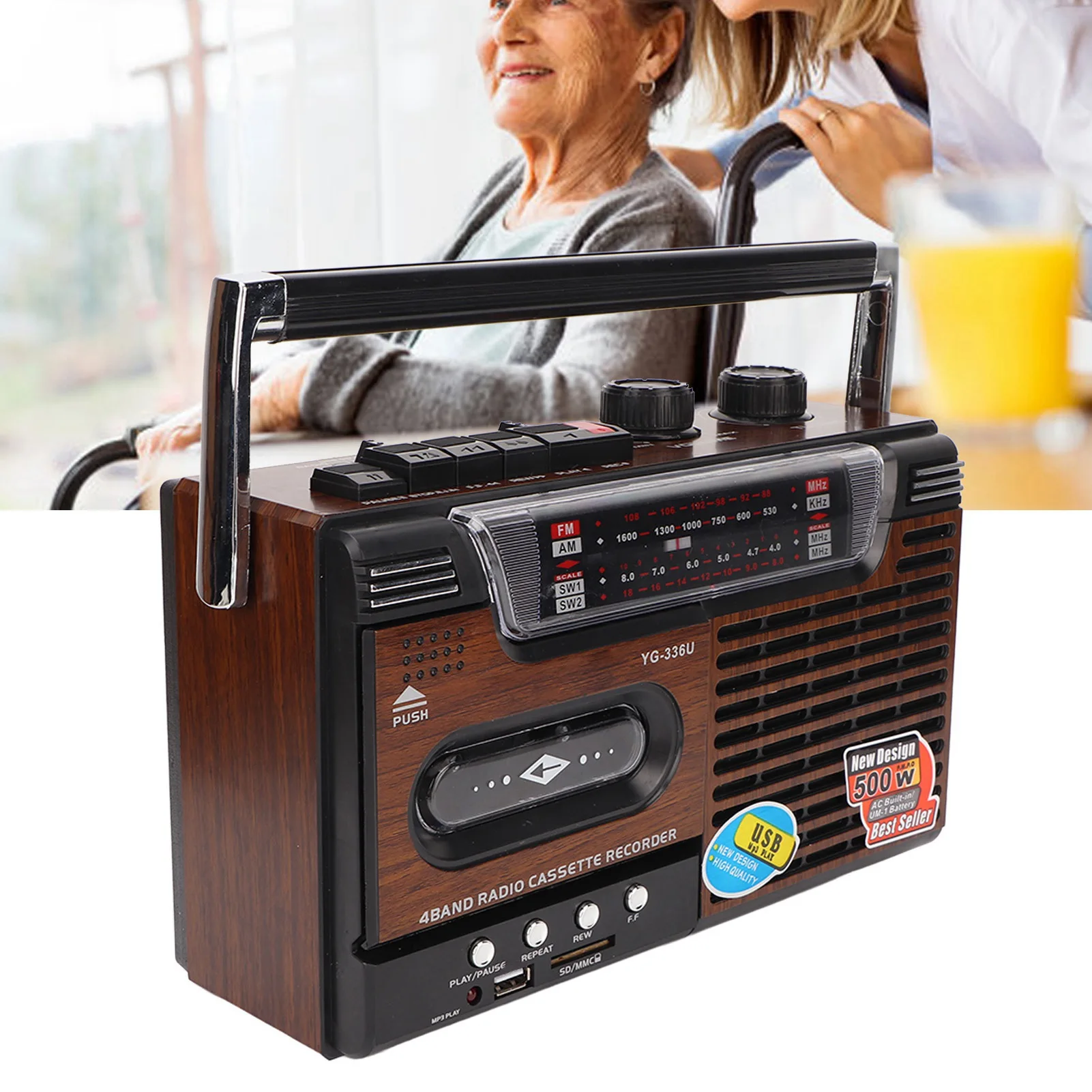 Cassette Player AM FM Radio Cassette Player Simple Buttons Support Storage Card Noiseless Portable Strong for Elderly