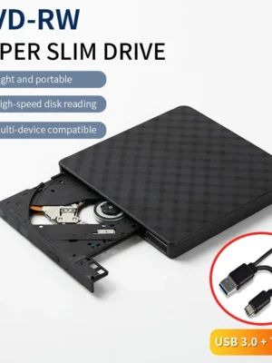 External DVD Drive USB 3.0 Portable Slim Optical Drive Burner Reader Player Tray Type Portable For for Laptop PC Computer