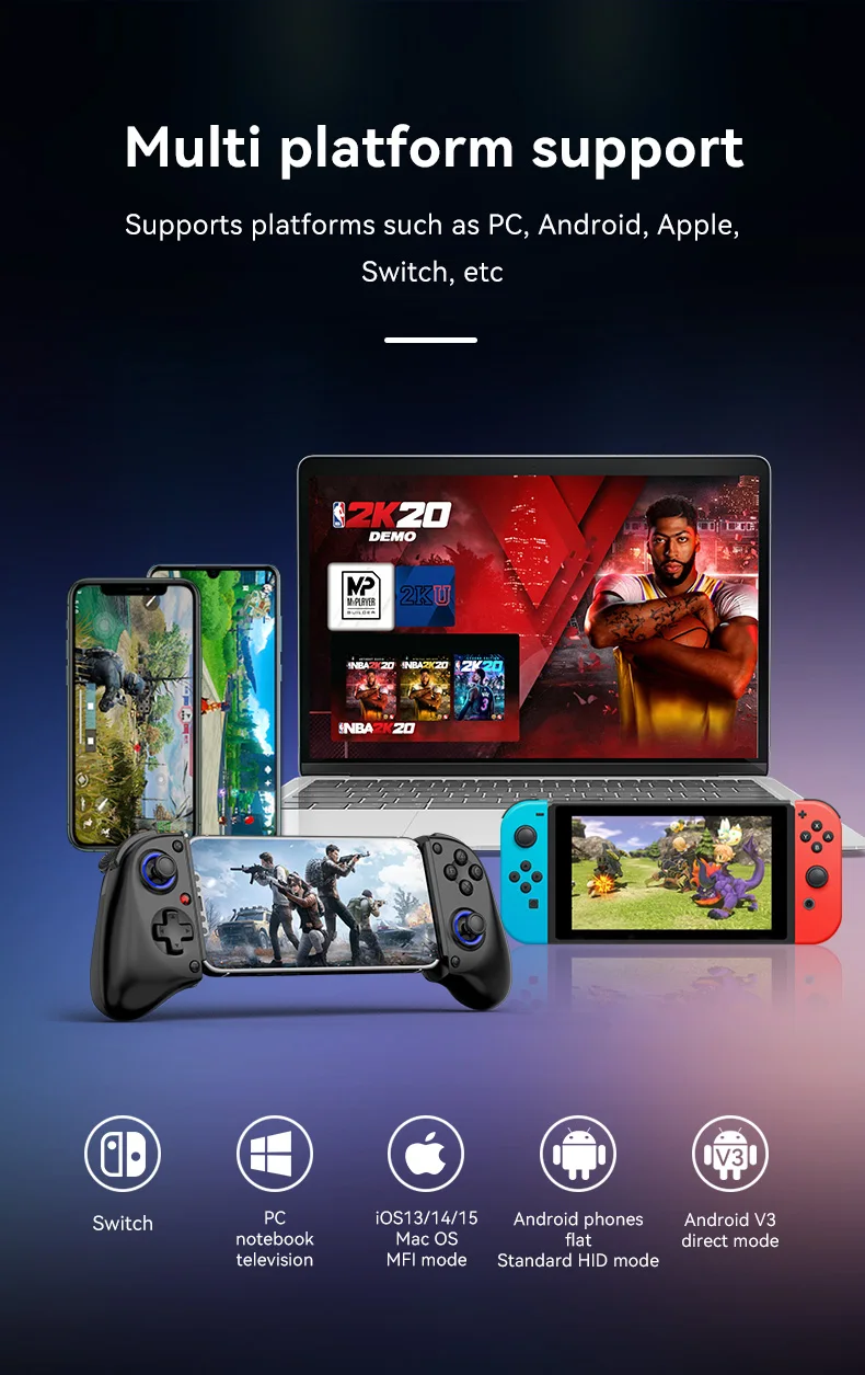 BSP-D11 Stretching Wireless Game Controller For SWITCH/Android/Apple IOS Tablet For PS3/PS4/XBOX Gamepad Streaming 3 kf S08f0597f37944a7c86c99d3563950453j