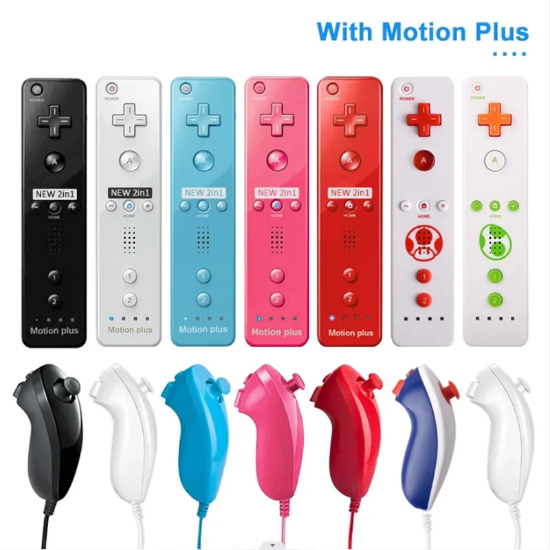 kf-S10900b3b081f4c83b7085efc3db96f27A 1 pair with Nunchuck Controller Set Motion Plus Remote Controller Wii Remote Controller Gamepad for Nintendo Wii Games Control