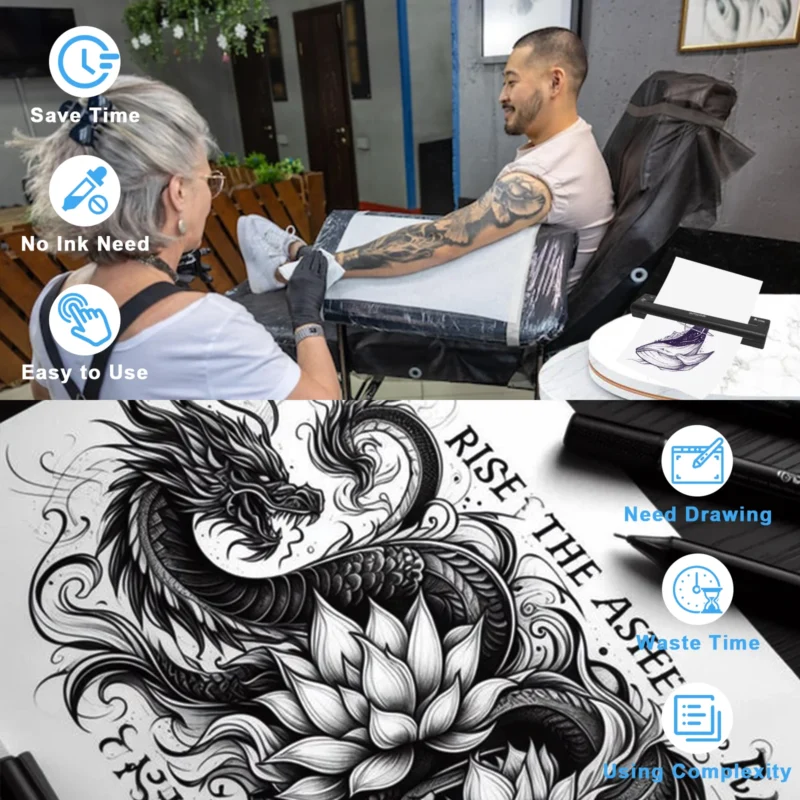 Tattoo Stencil Transfer Printer Machine ATS886 Tattoo Printer Portable Thermal Stencil Maker Line Photo Drawing Printing Copier