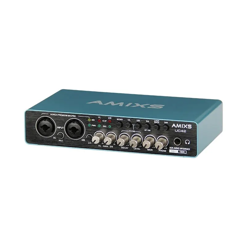 AMIXS UC42 Audio Interface for Recording Computer Free Drive USB External Sound Card for Pc Audio Equipment Professional Video