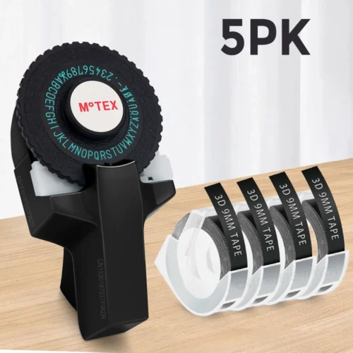 Dymo Labeller Motex E101 3D Embossing Label Printer Similar as B90 Dymo 12965 Manual Labeller Typewriter or 3PK Dymo Label Tape