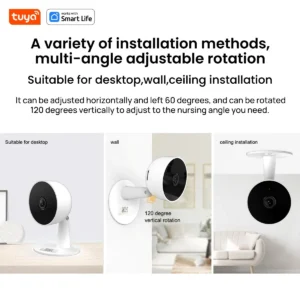 Tuya Smart 1080p Wi-Fi Smart Home Security Camera 2MP, HD,Real-time APP Alerts, 2-Way Audio, with Motion Tracking for Baby & Pet