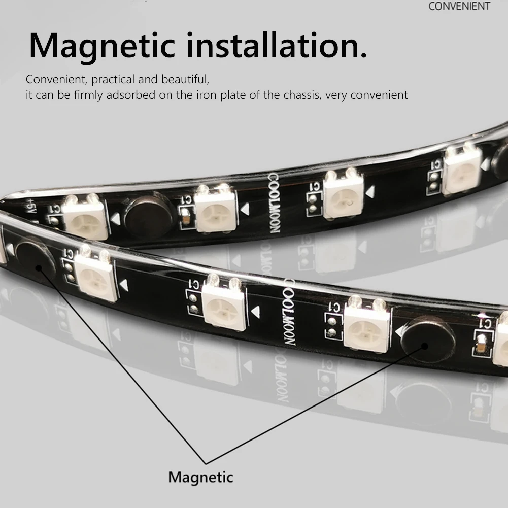 COOLMOON ARGB PC Case LED Strip Magnetic Computer Light Bar 5V/3PIN Small 4Pin ARGB Motherboard Light-Strip DIY Lamp Bar 23 kf S18d2f102b4f4429baa6c00eb6b400e7cV