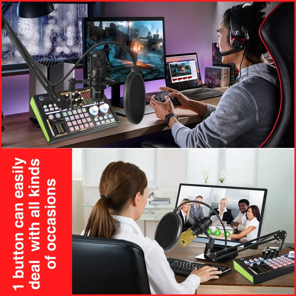 DJ18 Sound Card Studio Record Professional Mixer Singing Noise Reduction Microphone Voice BM800 Live Broadcast Mick Tok Music