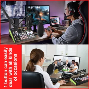 DJ18 Sound Card Studio Record Professional Mixer Singing Noise Reduction Microphone Voice BM800 Live Broadcast Mick Tok Music