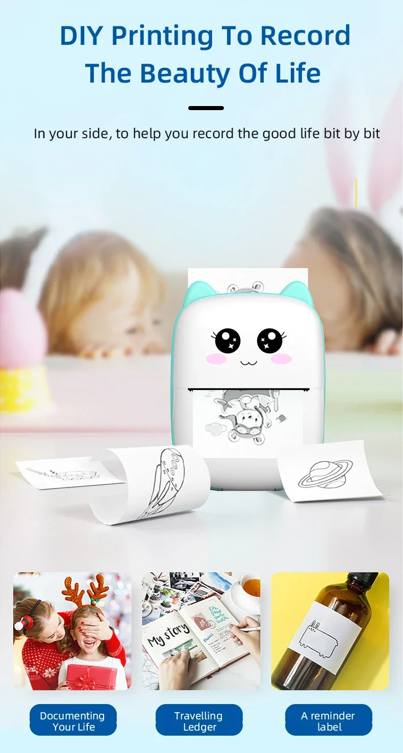 Portable thermal printer mini cat print photo pocket thermal label printer 58mm printing wireless Bluetooth Android iOS printers 8 kf S1f606a862f7c47fb80c5c2c2e8a94c56z
