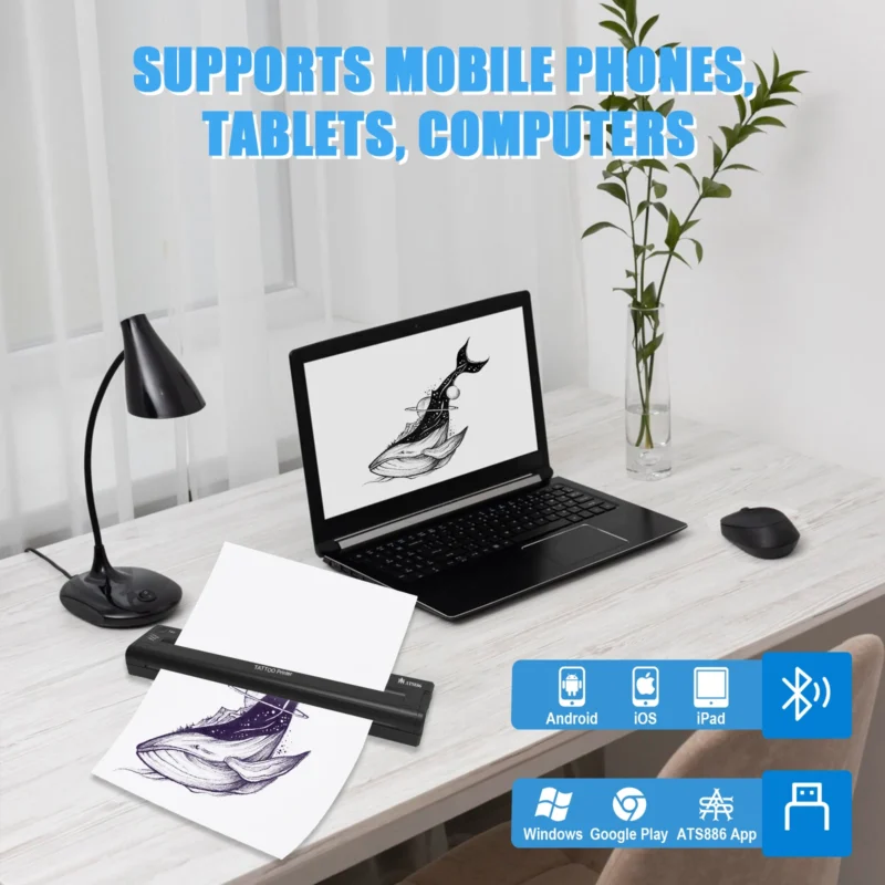 Tattoo Stencil Transfer Printer Machine ATS886 Tattoo Printer Portable Thermal Stencil Maker Line Photo Drawing Printing Copier