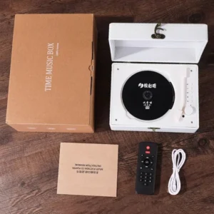 Vintage Leather CD Player Two-way Bluetooth 5.0 Built-in Speaker Portable Rechargeable CD Music Player USB Lossless Player