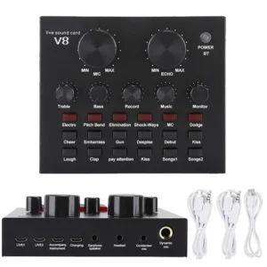 V8 Sound Card Audio Set Interface External Usb Live Microphone Sound Card Bluetooth Function For Computer Pc Mobile Phone Singin