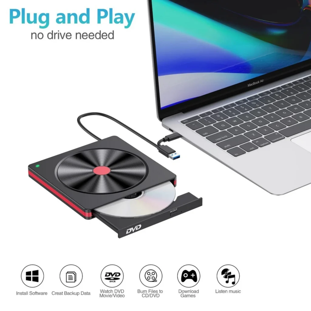 External CD/DVD Drive,USB 3.0 CD DVD +/-RW Burner CD ROM External DVD Drive CD Reader DVD Player for PC Laptop Desktop