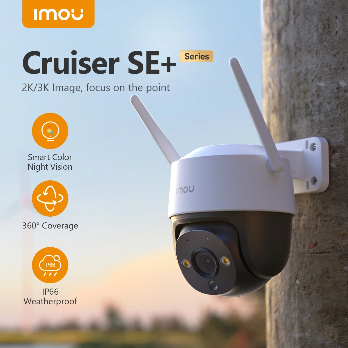 IMOU Cruiser SE+ Series Outdoor Wi-Fi Camera IP66 Weatherproof Camera 8X Digital Zoom Night Vision AI Human Detection Camera