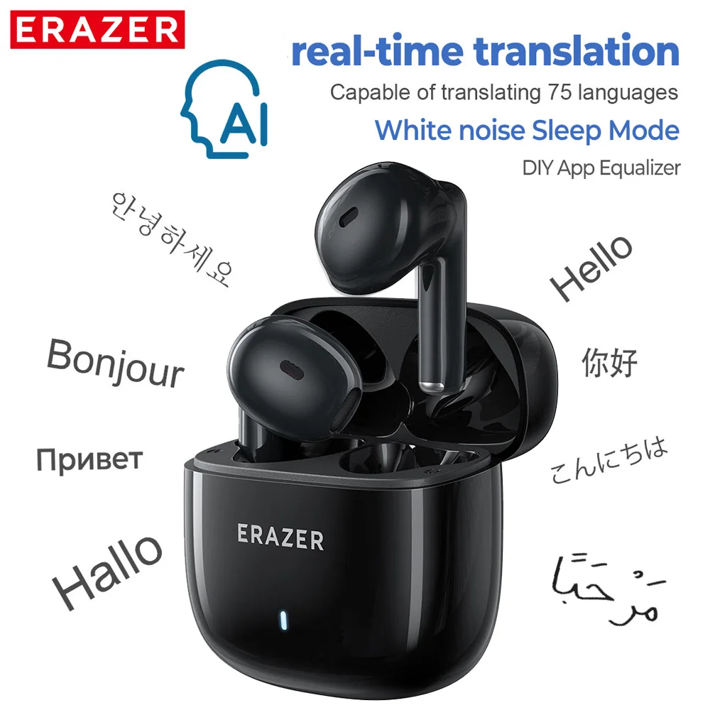 [AI Earphones] Translator Erazer XT92PRO Bluetooth Earphones AI real-time Translation Earbuds DIY APP ASMR Wireless Headphones