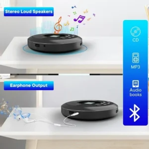 CD Player Bluetooth with Speaker Stereo and Headphones Rechargeable Discman Walkman USB MP3 Music U Disk Album Players