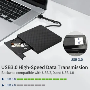 External DVD Drive USB 3.0 Portable Slim Optical Drive Burner Reader Player Tray Type Portable For for Laptop PC Computer