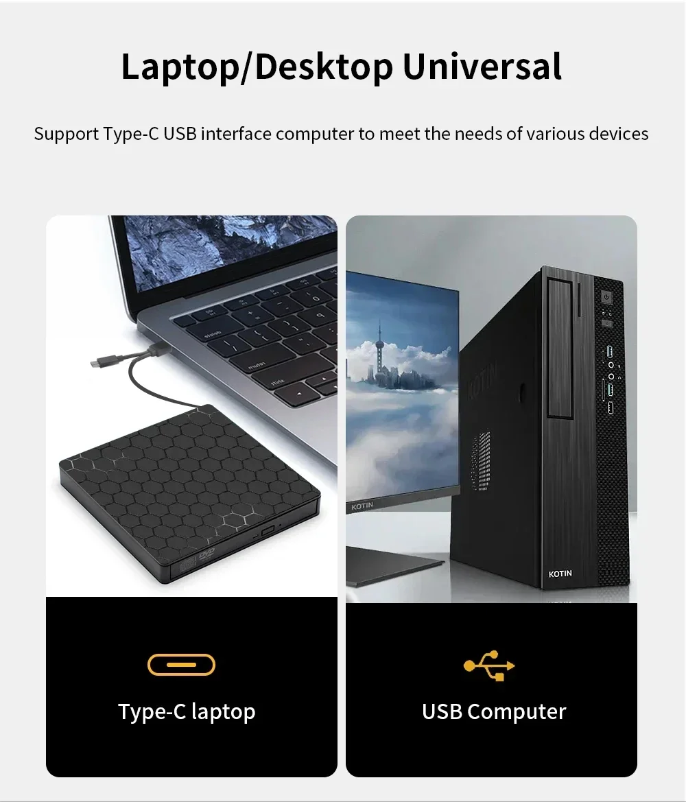 USB3.0 & Type C Slim CD Writer Burner Reader Player Optical Drive External DVD RW CD Drive For Laptop PC DVD Burner DVD Portatil 5 kf S3f03f0d30083412d86be1e7f4a1eb332k