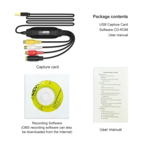 USB Video Capture Card VHS TV DVD VCR Audio Capture Adapter Card RCA To USB Video Converter for Mac PC