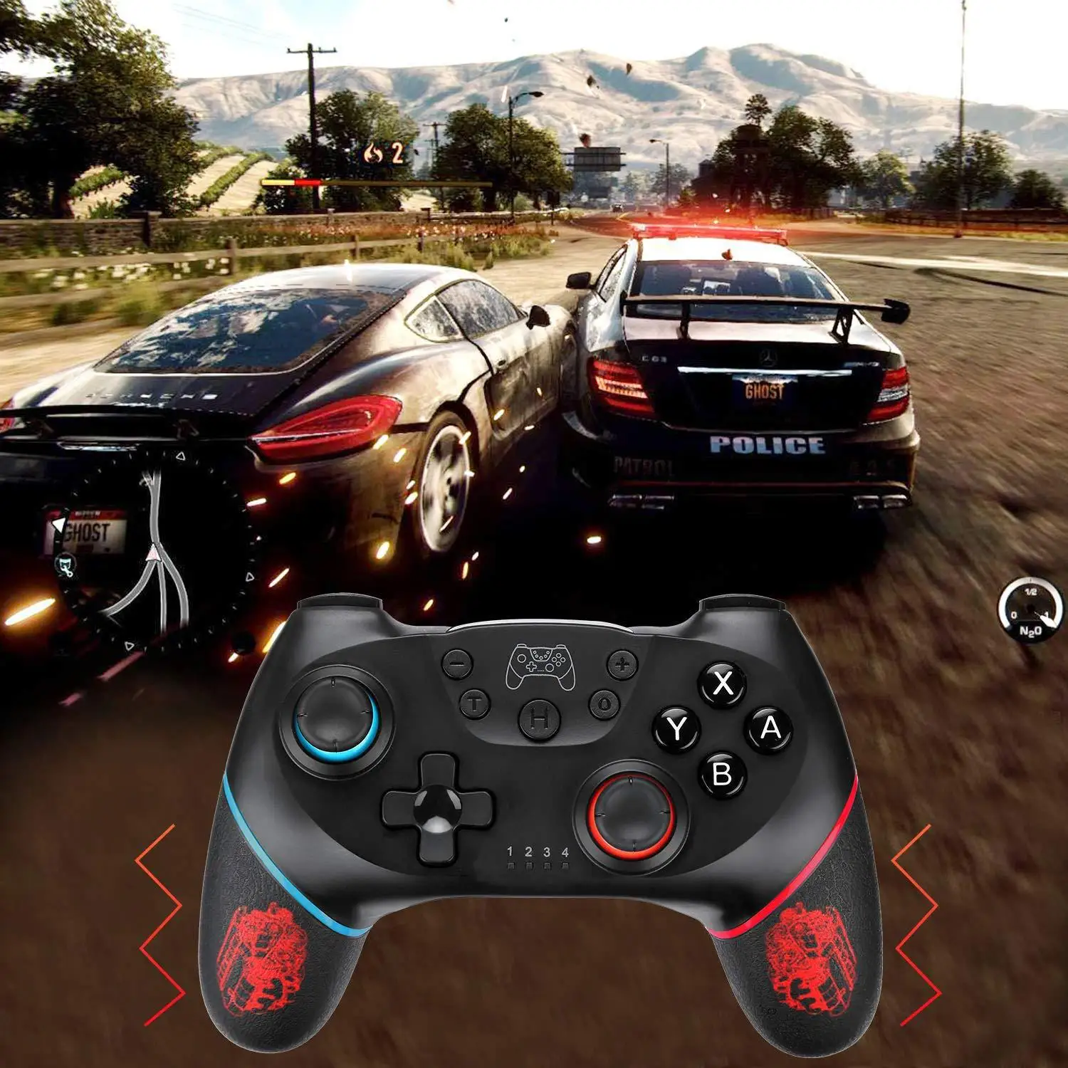 DATA FROG Wireless Controller Compatible-Nintendo Switch Adjustable Turbo with 6-Axis Vibration Gamepad For PC/NS Lite Console 6 kf S448a664d5ac740b08558fdf037ebd56av