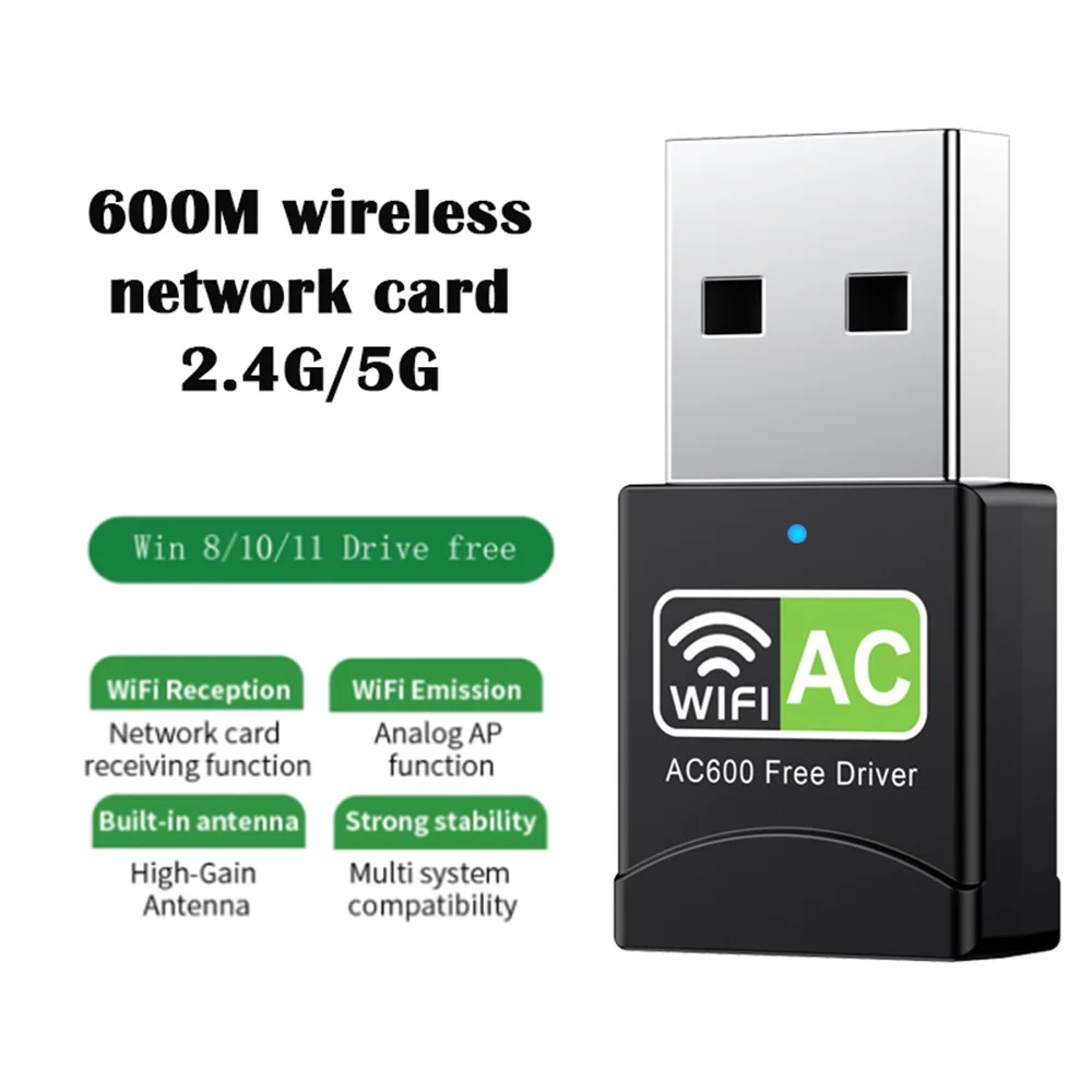 kf-S47ae708b0e384b019e08ec0e118e0dcbO WiFi Network Adapter 600Mbps Dual Band 2.4GHz 5Ghz Free Driver Realtek RTL8811CU Chip Mini USB Wireless Network Card