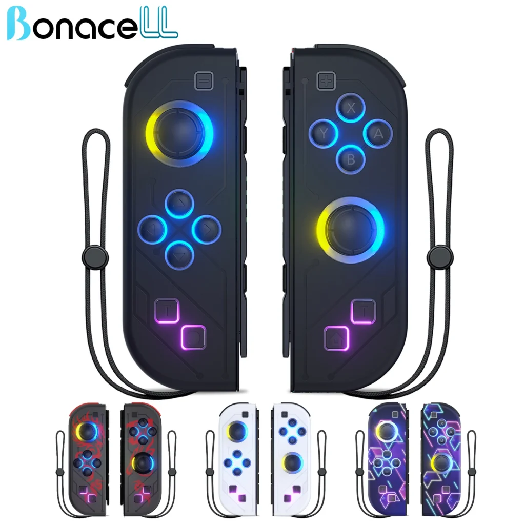 Gamepad For Nintendo Switch/OLED/Lite - RGB LED (L/R) Joypad , Turbo Dual Vibration Wireless Controller For NS Joycon