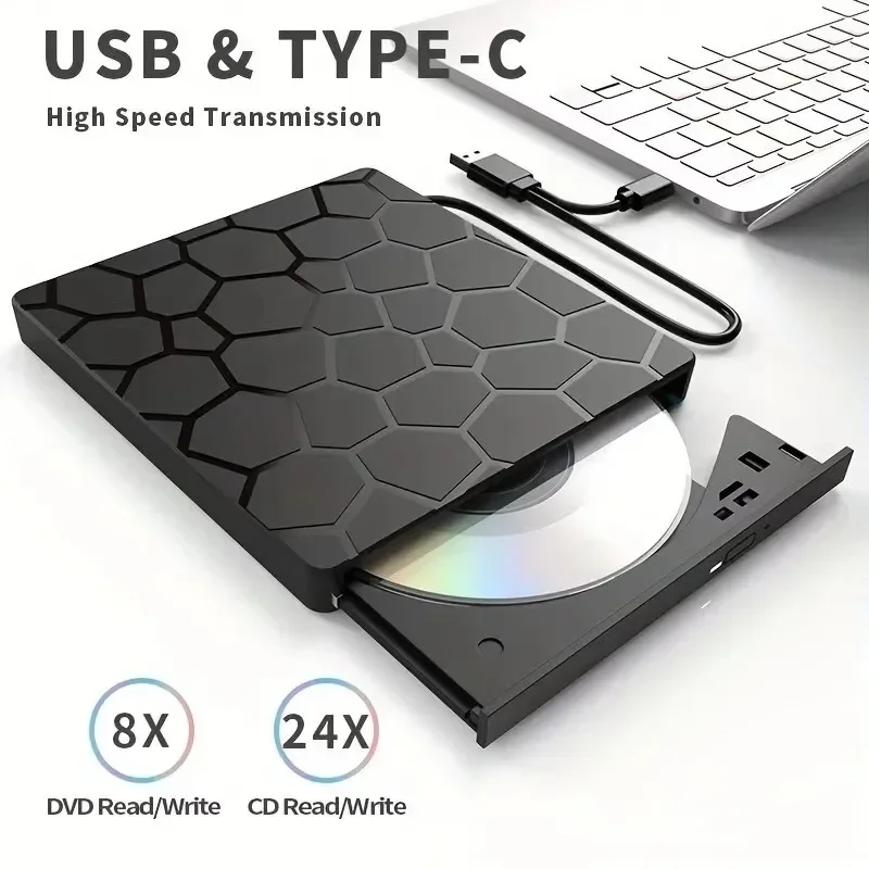 7 in 1 External CD/DVD Drive USB 3.0 Type C Portable DVD Player CD Burner External Disk Drive for Desktop Mac Windows Linux 3 kf S48c2532d5fc44671b113eafcf6215c20d