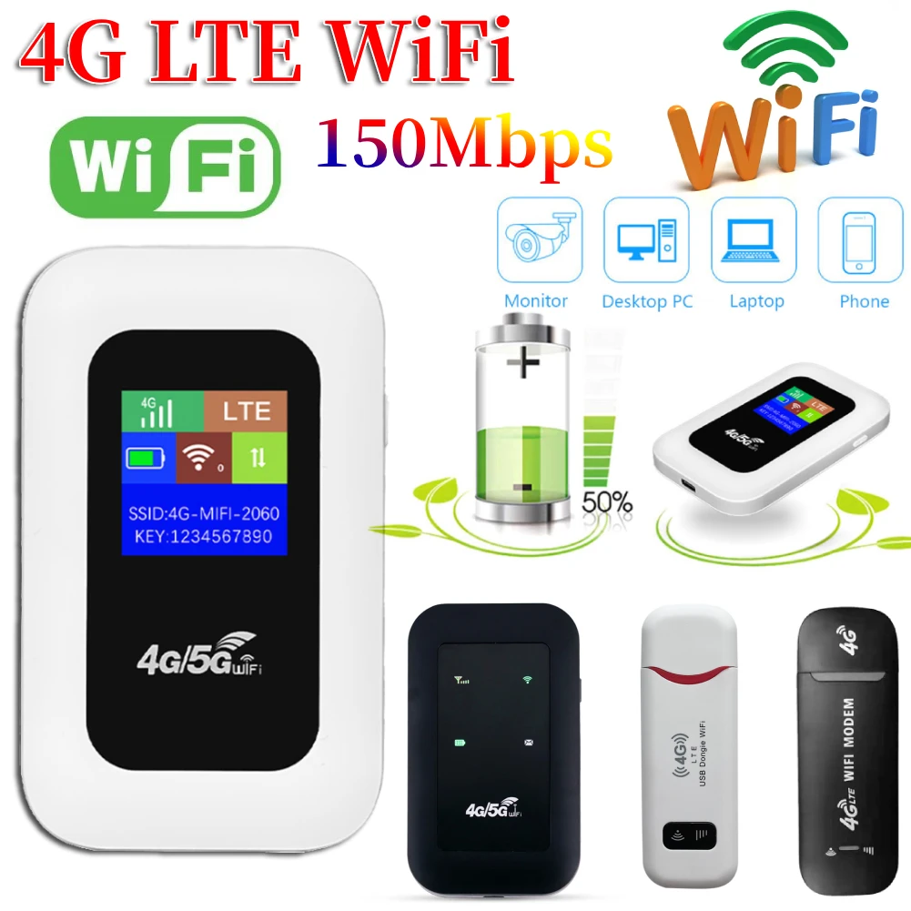 4G Mobile WIFI Router 150Mbps 4G LTE Wireless Router 3000mA Portable Pocket MiFi Modem Mobile Wifi Hotspot with Sim Card Slot