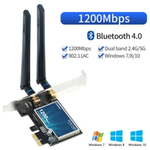 Fenvi WiFi5 AC1200 PCIE WiFi Adapter BT4.0 1200Mbps WiFi Card Dual Band 802.11ac Networking Upgrade for Win 7/10/11 Desktop PC