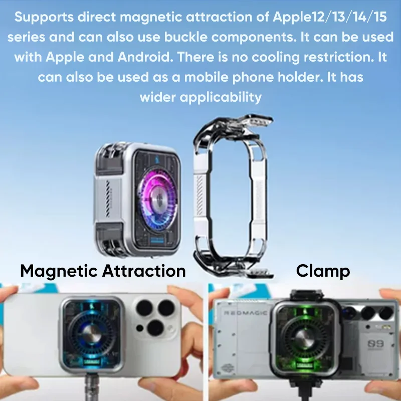 Nubia RedMagic Cooler 5 Pro VC liquid 5Pro Magnetic Phone FunCooler For iphone 15/RedMagic 9 Pro With RGB LED Gaming Accessories
