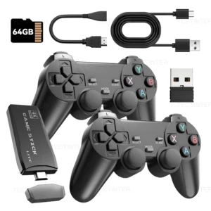4K Game Stick TV Video Game Console Built-in 20000+ Games 64G Retro Handheld Game Player Wireless Controller Gamepad