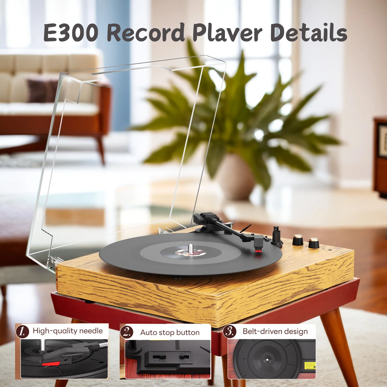 kf-S4c8765508ea04f4d9f0dfff96ccf4909n Maio E300 belt-driven Vintage gramophone device, vinyl record, turntable , high-fidelity stereo, built-in speaker, 3-speed