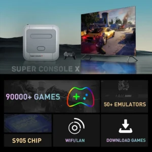 KINHANK Game Box Super Console X Retro Video Game Console Support 90000 Games 50 Emulators for PS1/PSP/MAME/DC with Controllers