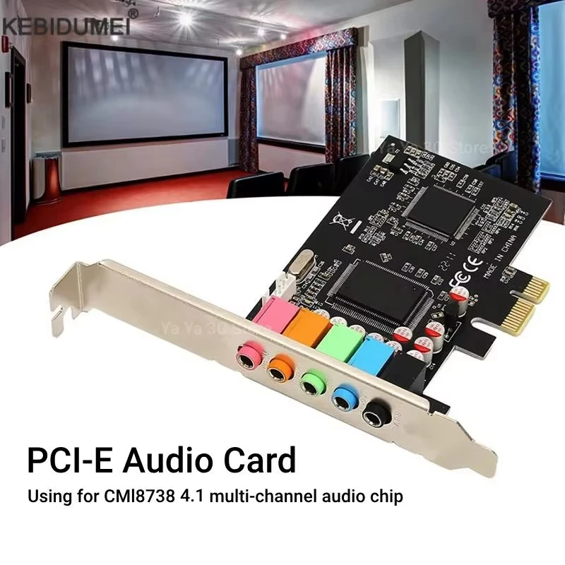 PCI-E 4.1 Sound Card Computer PCIE 4.1 Channel 3D Audio 6 Channels 3D Games Music Digital Sound Card PCI Express 4.1 CH 24Bit