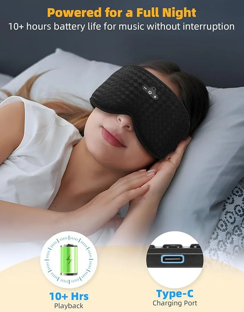 Bluetooth 3D Eye Mask Sleep Headphones Soft Cotton Blindfold Wireless Sleep Mask Speaker Microphone Comfortable Music Earphones