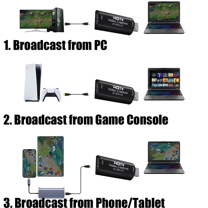 4K 30HZ MS2130 Real USB 3.0 HDMI-compatible Video Capture Card Game Recording Box 1080p 60fps Live Streaming for PS4 Ps5 Switch