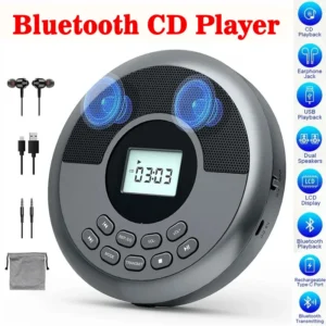 CD Player Bluetooth with Speaker Stereo and Headphones Rechargeable Discman Walkman USB MP3 Music U Disk Album Players