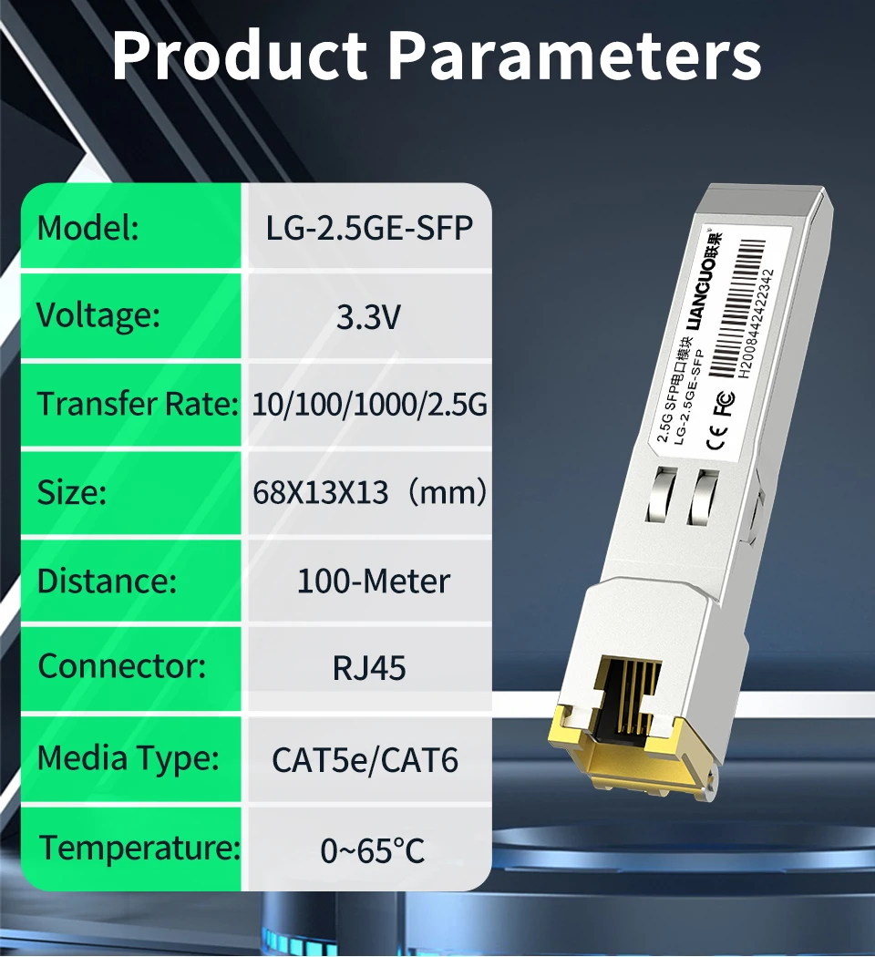 HORACO 10G SFP+ Module 2.5G Copper SFP Modules Optical Port Turn to RJ45 Ethernet Port Gigabit 1000M Transceiver Module 10 kf S582b7a95ebc944568454e17b9e285b248
