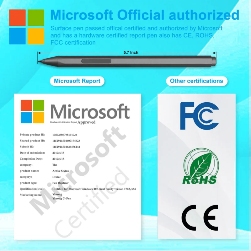 1024 Stylus Pen for Microsoft Surface Pro X/9/8/7/6/5/4/3/Surface 3/go 3/go 2/go/Book 3 2 1/Laptop 5 4 3 2/Studio Palm Rejection
