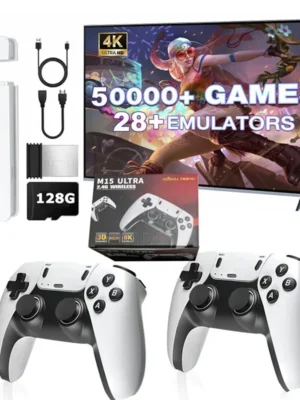 New 4K TV Game Stick M15 ultra 64G 128G Handheld Game Player 2.4G Dual Wireless Controller 50000+ Games Family Game Player