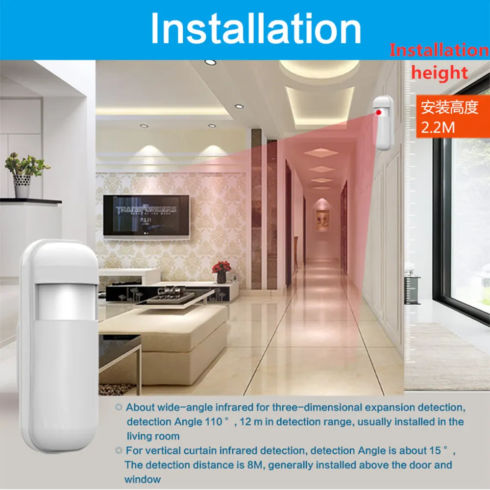 433MHZ PIR Sensor Home Alarm Motion Alarm Security System Wireless Connecting to The Alarm Host Battery Operated