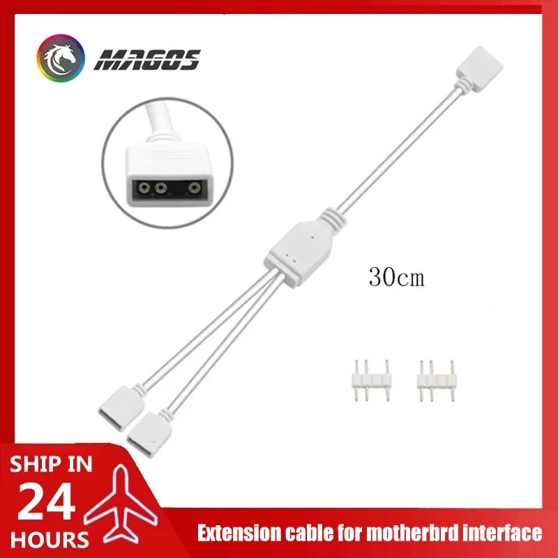 DIY White Motherboard RGB Splitter Cable, 5V 3Pin ARGB SYNC HUB Transfer Extension Cable 1-4 Ways For M/B ASUS MSI GIGABYTE