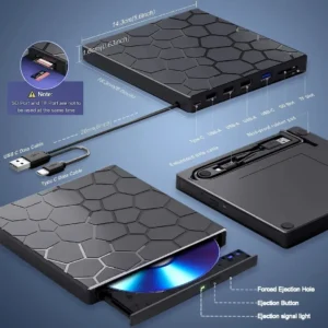 kf-S6ae928dc83ac4c83ad0797920db90fb2j 7 in 1 External CD/DVD Drive USB 3.0 Type C Portable DVD Player CD Burner External Disk Drive for Desktop Mac Windows Linux
